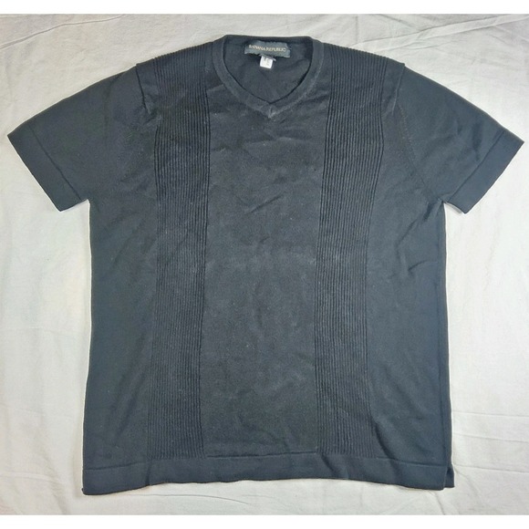 Banana Republic Other - Banana Republic Men's Medium Black Knit V-Neck Short Sleeve Sweater Shirt Cotton